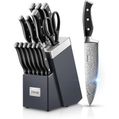 Set Couteaux D.Perlla 14 pcs Auto-Aiguisant Acier Inoxidable