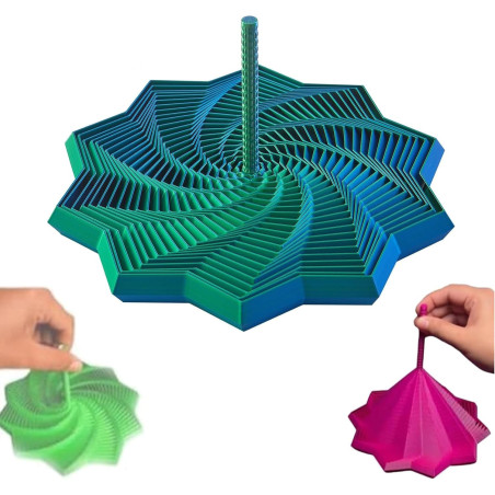 Étoile Fidget 3D Imprimée, Hexagone Fractal avec Poignées, Design Spirale Colorée (Modèle B, Moyen)