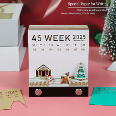 3D Memo Pad Art Calendar 2025 - Christmas Tear Away Paper Sculpture, DIY Desk Notepad with Light