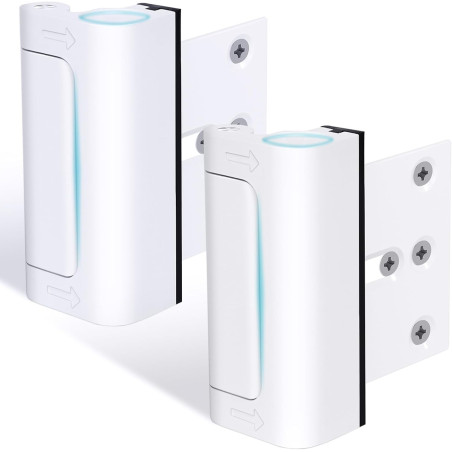 Lot de 2 Verrous Renforcés pour Porte, Sécurité Maison, Protège Enfant, Blanc