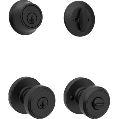 Poignée de porte avant Kwikset Maven avec serrure à pêne dormant, finition noir mat