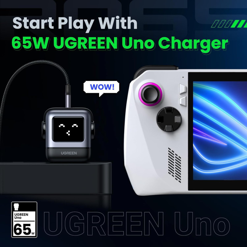 UGREEN Uno 65W 3-Port USB-C GaN Fast Charging Adapter, Black