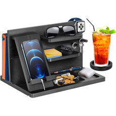 Wood Bedside Organizer & Phone Docking Station – Perfect Gifts for Men