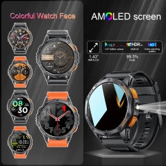 Military Smart Watch for Men with Built-in GPS, 1.43 AMOLED Display, and 30-Day Standby