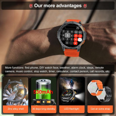 Montre Militaire Homme GPS 30J AMOLED 1.43 Durable