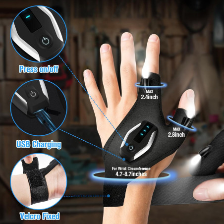 Christmas Stocking Stuffers for Men - LED Flashlight Gloves Gift Idea