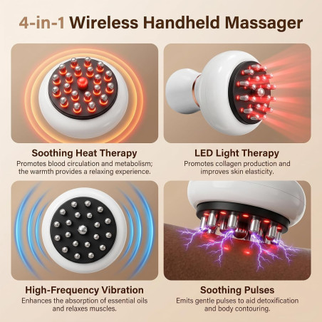 Appareil de Drainage Lymphatique & Massage Anti-Cellulite avec Microcourant, Lumière, Chaleur et Vibration