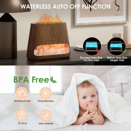 Lampe Sel Himalaya 2-en-1 Diffuseur d'Arômes pour Maison