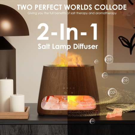 Diffuseur d'aromathérapie 2-en-1 SALKING lampe en sel de l'Himalaya pour la maison