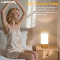Light Therapy Lamp Happy Lamp 10,000 LUX UV-Free, 3 Color Temps, 5 Brightness Levels, Wood Base