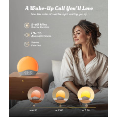 ecozy Sunrise Alarm Clock with 26 Soothing White Noise Sounds for Relaxing Wake-Up