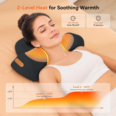 Coussin Massant Cou Sans Fil 3-en-1 avec Chaleur & Vibration