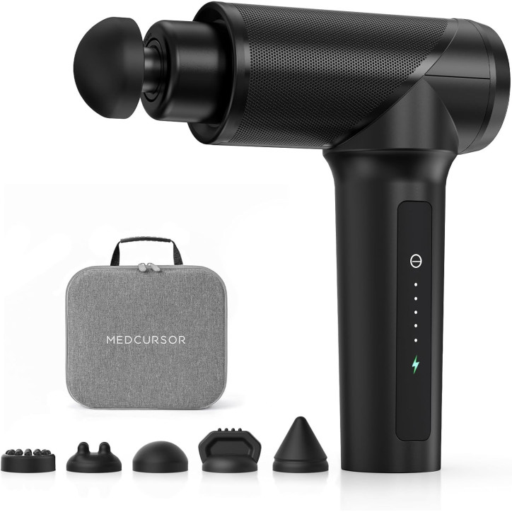 Medcursor Massage Gun - Deep Tissue Percussion Massager with 6 Heads, Brushless Motor, Handheld for Muscle Relief (Black) Medcursor Massage Gun - Deep Tissue Percussion Massager with 6 Heads, Brushless Motor, Handheld for Muscle Relief (Black)