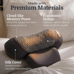 TheraPillow Original 3-en-1 : Coussin de Massage Nuque Chauffant & Vibration, Sans Fil USB-C