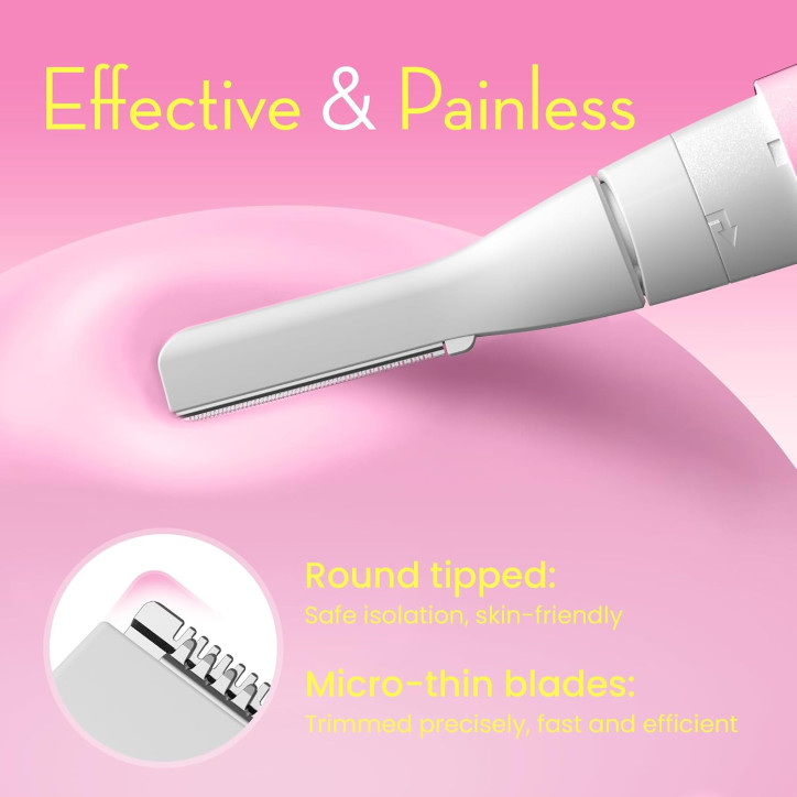 Épilateur Électrique Sans Douleur pour Femmes avec Tête Pivotante, 2 Lames Remplaçables, Rose Épilateur Électrique Sans Douleur pour Femmes avec Tête Pivotante, 2 Lames Remplaçables, Rose