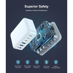 Slim Flat 100W 6-Port USB C Fast Charger Block Charging Station