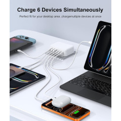 Chargeur Slim 100W 6 Ports USB-C – Station Rapide