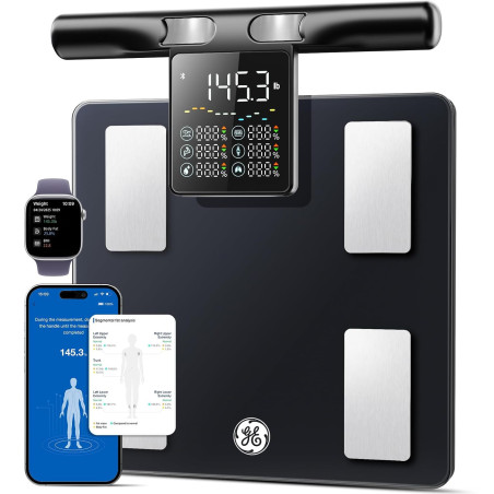 Balance Intelligente GE avec Écran 5,3 pour Graisse Corporelle, IMC et Masse Musculaire