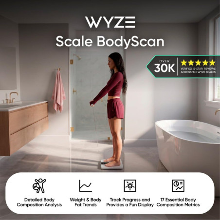 Wyze Smart Scale BodyScan with Handle, 4.7-Inch LED Display, Black