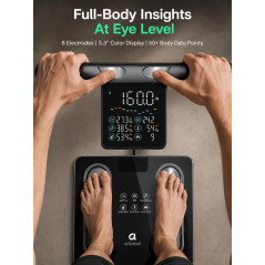 Arboleaf 8-Electrode Body Composition Scale with Handle Display - Black