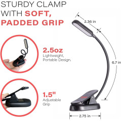 hooga Amber Book Light – Rechargeable Clip-On Blue Light Blocking Reading Lamp with Stepless Dimming