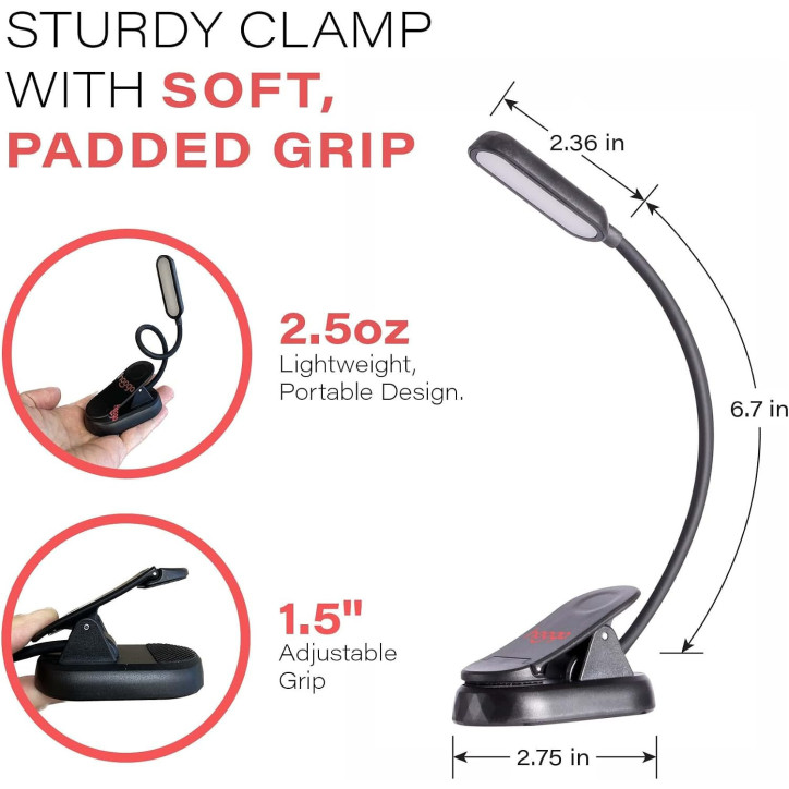 hooga Amber Book Light – Lampe de lecture rechargeable à clip, filtre lumière bleue, dimmable, LED 1600K & 625nm hooga Amber Book Light – Lampe de lecture rechargeable à clip, filtre lumière bleue, dimmable, LED 1600K & 625nm