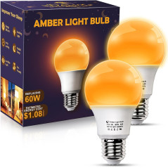 Ampoules Sommeil 9W Ambre 1800K, Lot de 2 Lumières Douces