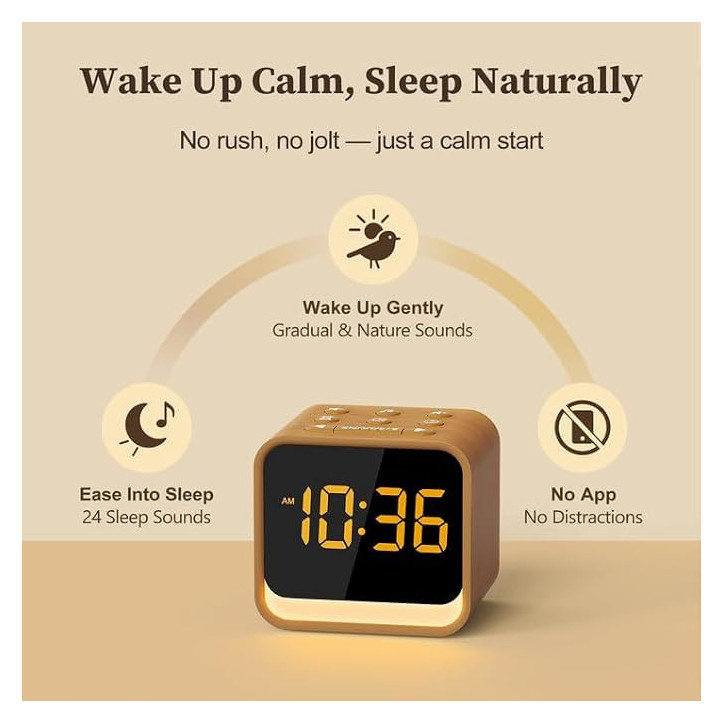 Housbay Réveil en Bois - Sons Naturels, Chants d’Oiseaux, Bruit Blanc, Petit Horloge Digitale Housbay Réveil en Bois - Sons Naturels, Chants d’Oiseaux, Bruit Blanc, Petit Horloge Digitale