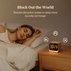 Housbay Wooden Sound Machine Alarm Clock – Gentle Birdsong Wake-Up