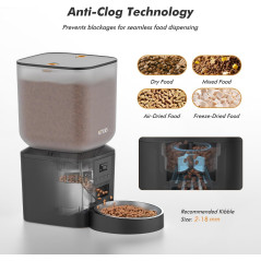 Automatic Dog & Cat Feeder 8L Large Capacity, LCD Screen, 6 Meals/Day, Battery Operated, Fresh Food Tray