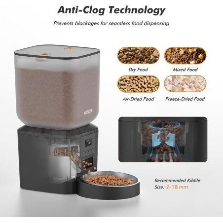 Distributeur Automatique Croquettes 8L LCD - 6 Repas/Jour