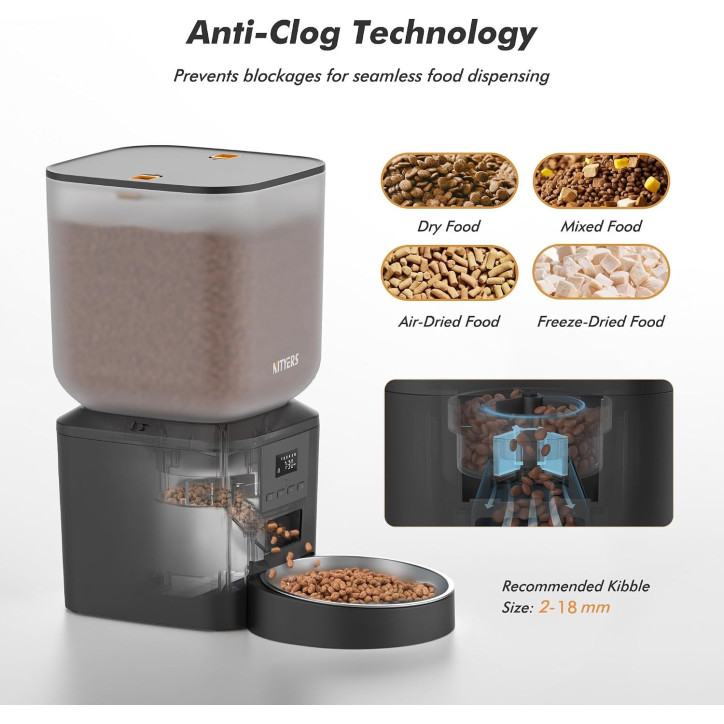 Automatic Dog & Cat Feeder 8L Large Capacity, LCD Screen, 6 Meals/Day, Battery Operated, Fresh Food Tray Automatic Dog & Cat Feeder 8L Large Capacity, LCD Screen, 6 Meals/Day, Battery Operated, Fresh Food Tray