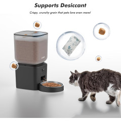 Distributeur automatique de nourriture pour chien 8L - 6 repas/jour, écran LCD, capacité 34 tasses, batterie