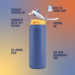 Ello Pop & Fill 18oz Kids Water Bottle | Leak-Proof, BPA-Free, Vacuum Insulated