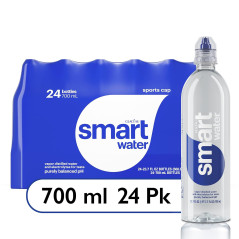 Smartwater Sports Cap 700ml (23.7oz) - 24 Pack for Hydration