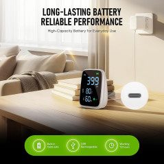5-in-1 CO2 Detector & Air Quality Monitor with LED Display & Battery