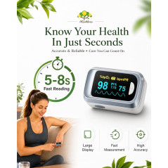 Fingertip Pulse Oximeter with OLED Display, Fast SpO2 & Heart Rate Monitor, Includes Lanyard & AAA Batteries