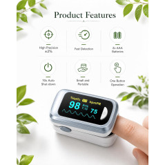 Fingertip Pulse Oximeter with Fast SpO2 & Heart Rate OLED Display
