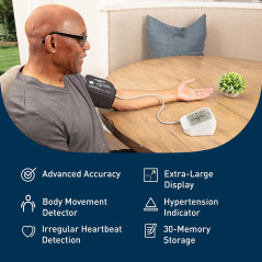 OMRON Silver Upper Arm Blood Pressure Monitor with Cuff – Accurate & Easy-to-Use