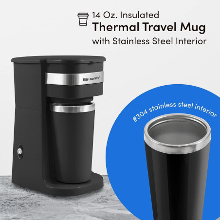 Machine à Café Elite Gourmet 14 oz, 600W, Format Voyage
