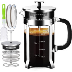 YMMIND 12oz French Press Coffee Maker – Stainless Steel, Borosilicate Glass