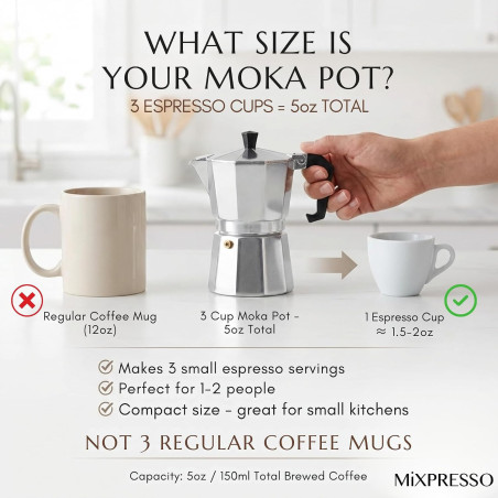 Cafetière Moka Mixpresso 3 Tasses - Espresso Italien Cubain