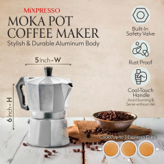 Cafetière Moka Mixpresso 3 Tasses - Espresso Italien Cubain