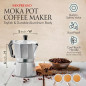 Mixpresso Cafetière Moka 3 Tasses, Machine à Espresso sur Plaque, Cafetière Italienne Cubaine Mixpresso Cafetière Moka 3 Tasses, Machine à Espresso sur Plaque, Cafetière Italienne Cubaine