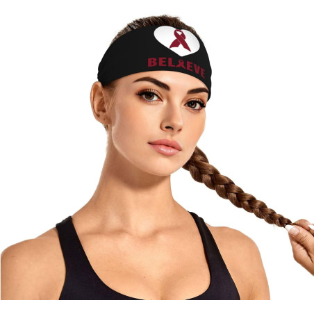 Bandeau Élastique de Sport Ruban de Conscience Anévrisme Cérébral Believe