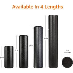 Amazon Basics Rouleau en Mousse Haute Densité 24 pour Exercices et Récupération, Noir