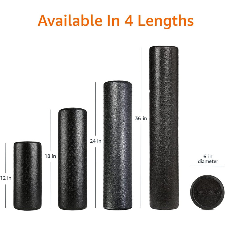 Amazon Basics Rouleau en Mousse Haute Densité 24 pour Exercices et Récupération, Noir Amazon Basics Rouleau en Mousse Haute Densité 24 pour Exercices et Récupération, Noir
