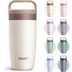Gobelet Isotherme TOURIT 16 oz Étanche avec Couvercle Off-White