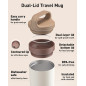 Tourit Travel Mug 16 oz, Gobelet de Voyage Étanche avec Couvercle 2 Parties, Off-White Tourit Travel Mug 16 oz, Gobelet de Voyage Étanche avec Couvercle 2 Parties, Off-White