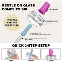 Gobelets en Verre 24oz avec Couvercles et Pailles Étanches